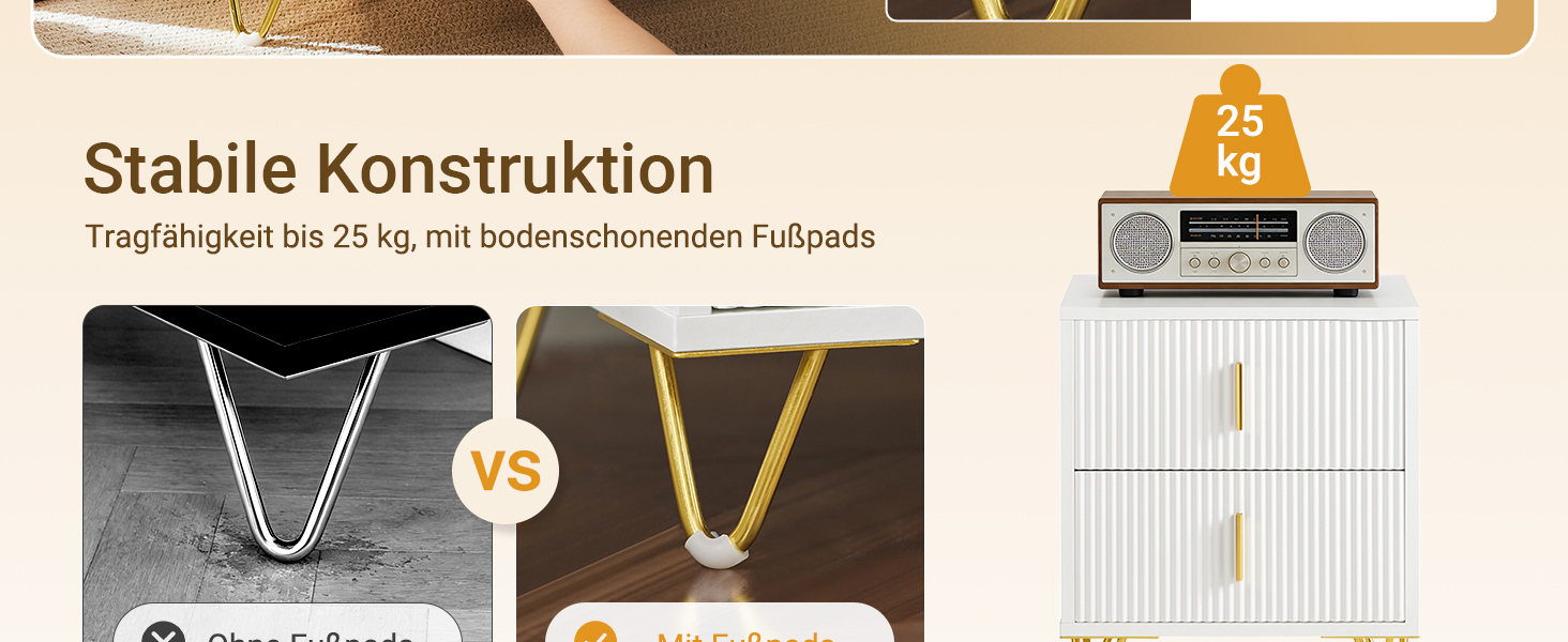 Приліжкова тумбочка SoBuy з 2 шухлядами, біла, 40x40x47 см