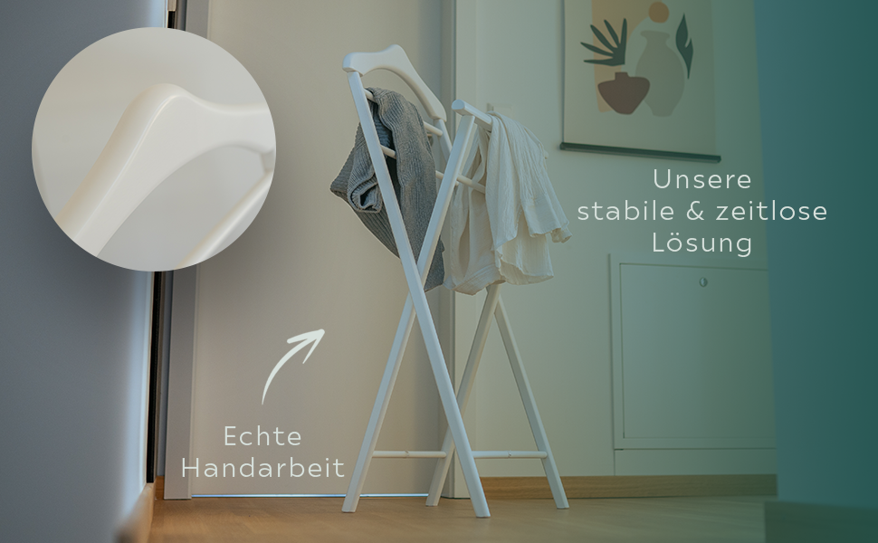 Діловий столик з масиву дерева, 3 кольори – готовий до збирання, столик-слуга для спальні, гардеробної, ванної кімнати та передпокою | Kleiderablage (Білий) Білий 1