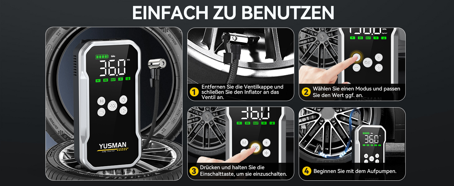 Powerbank для автомобіля Starthilfe: 6000A, 12V, для бензинових та дизельних авто, LCD-дисплей, 4 режими LED-підсвічування – для SUV, мотоциклів, газонокосарок