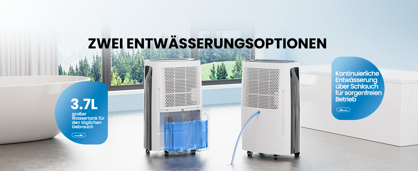 Електричний осушувач повітря 15L, 30㎡, з тачпанеллю, бак 2.5L, дренажний шланг, 46dB, таймер 24h, 3 роки гарантії (25L/день з керуванням через додаток)