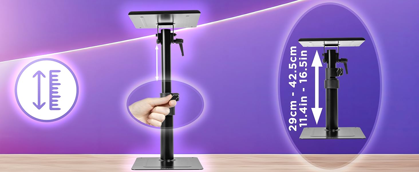 Стійки для колонок Duronic SPS20: Універсальні настільні, регульовані по висоті, з поворотом та нахилом для Hi-Fi, домашнього кінотеатру та студії