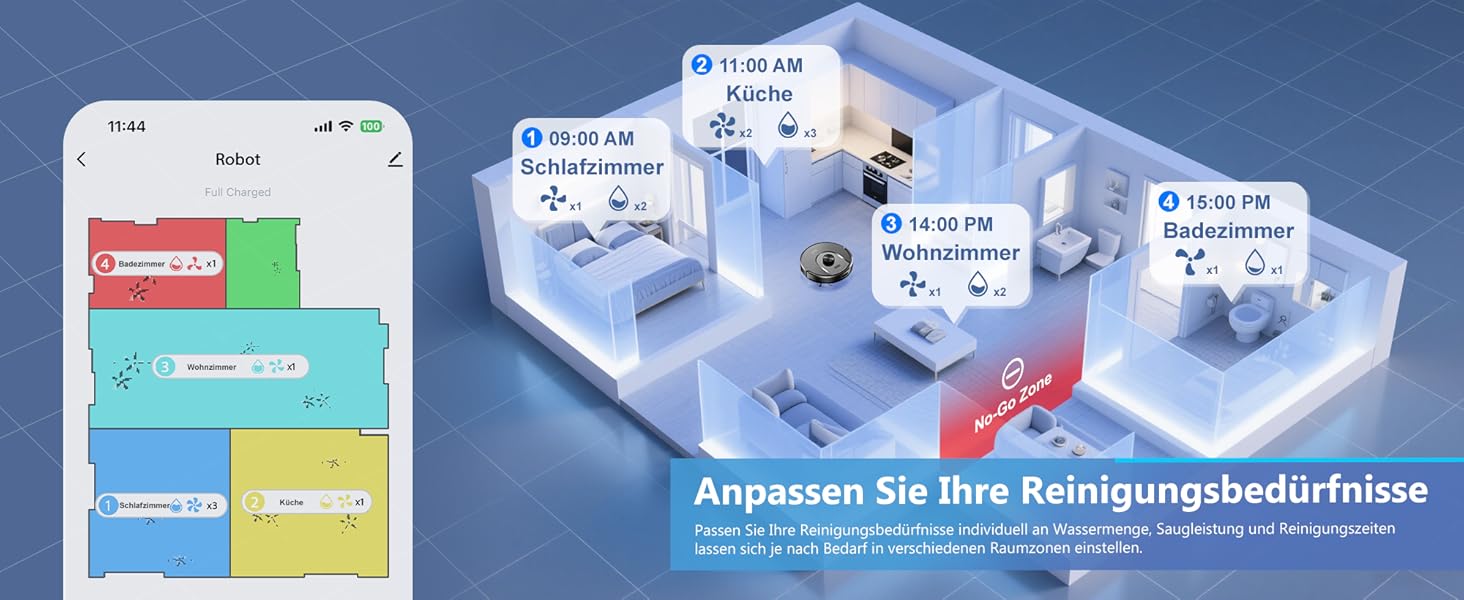 Робот-пилосос з функцією миття Tikom L8000 Pro, 6000Pa, LiDAR, 150 хв, APP, 14 зон, для тварин, килимів та твердих підлог, чорний