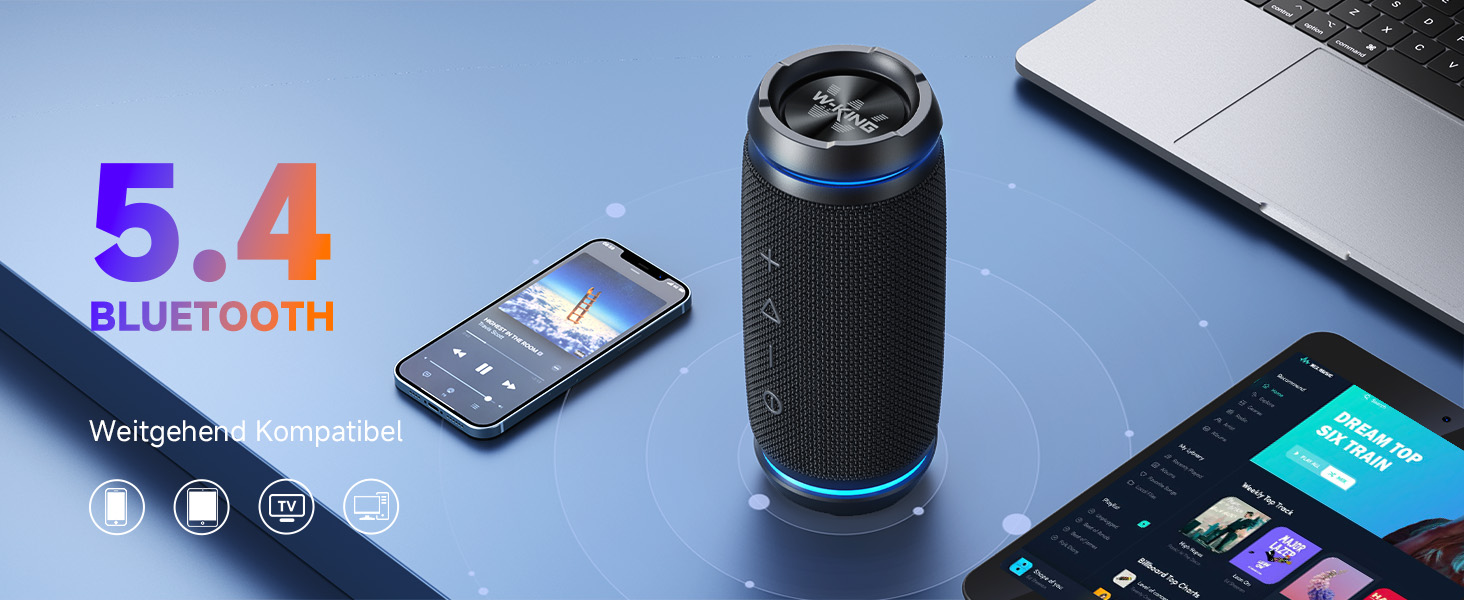 W-KING Портативна Bluetooth Колонка 36W з 360° Звуком, IPX6 Водовідштовхування, AUX, 30 годин роботи, для дому, відпочинку, подорожей та гольфу