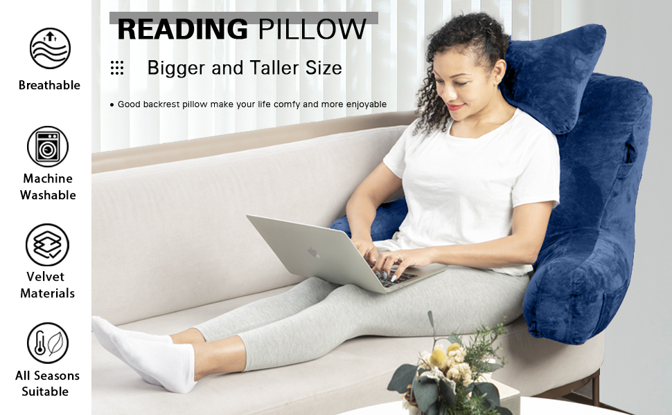 Підголовник для читання Lesekissen з регульованою підтримкою шиї та спини - сірий (Blue2)