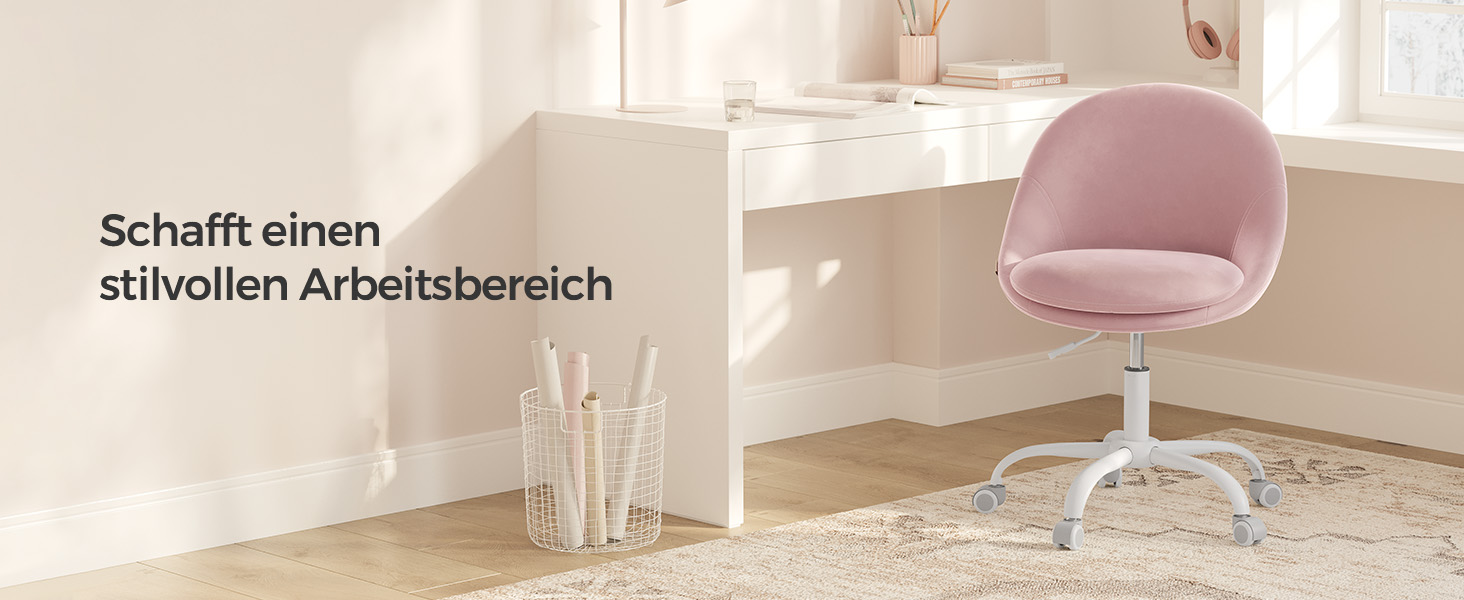 Крісло для домашнього офісу регулюється по висоті за допомогою м'якої подушки - пастельно-рожевий