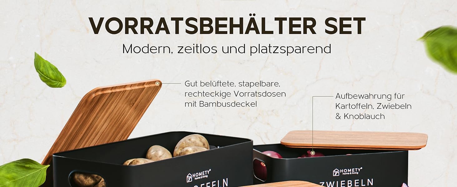 Набір контейнерів для зберігання картоплі, цибулі та часнику [3 шт] - Зберігає овочі свіжими довше (Чорний)