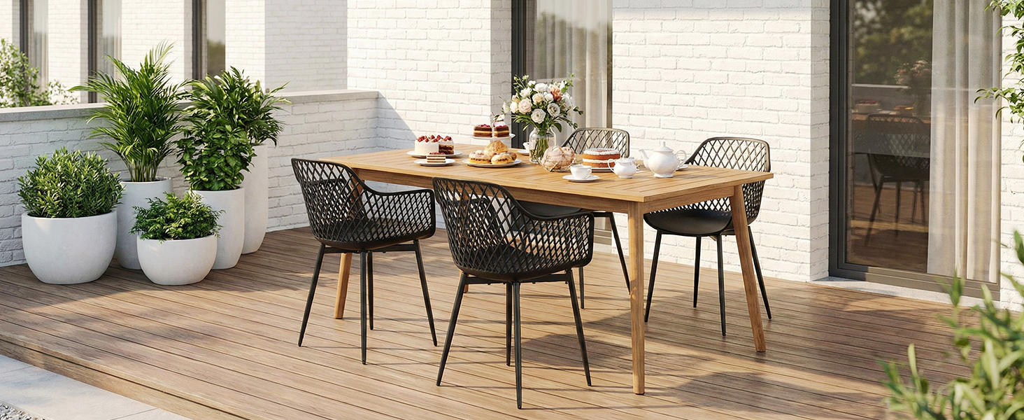 Набір садових стільців для відпочинку на терасі та балконі, чорний (8 шт.)