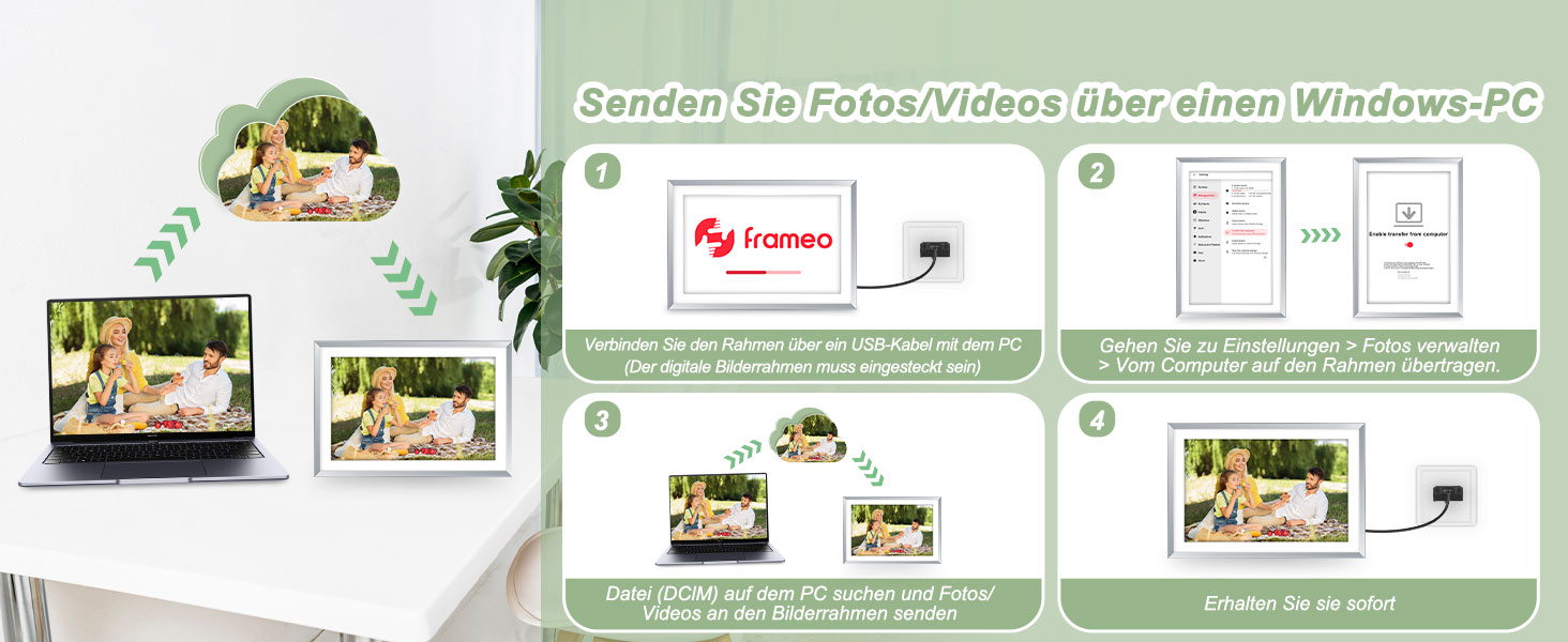 Цифровий рамка для фотографій з дерева, Wi-Fi, 32GB, 10.1 дюйма, IPS сенсорний екран, Frameo APP, подарунок, дуб (срібло)