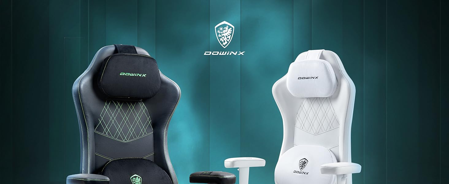 Ігровий крісло Dowinx з масажем та підігрівом, чорно-білий, для дому та офісу