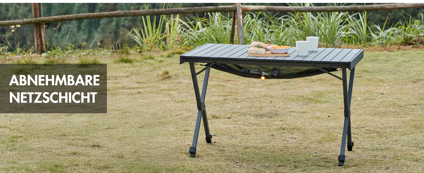 Складаний кемпінговий стіл PORTAL з регулюванням висоти, алюмінієвий, 108 x 71 см, легкий стіл для пікніка, саду та подорожей, чорний