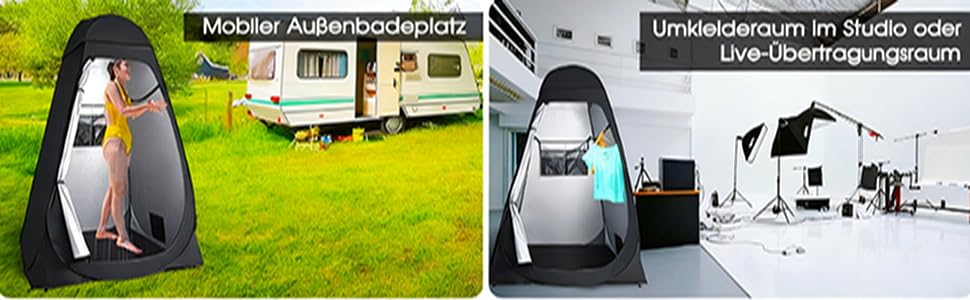 Намет для туалету та душу, переносний, Pop-Up, для кемпінгу та пляжу, з UV захистом 50+, чорний