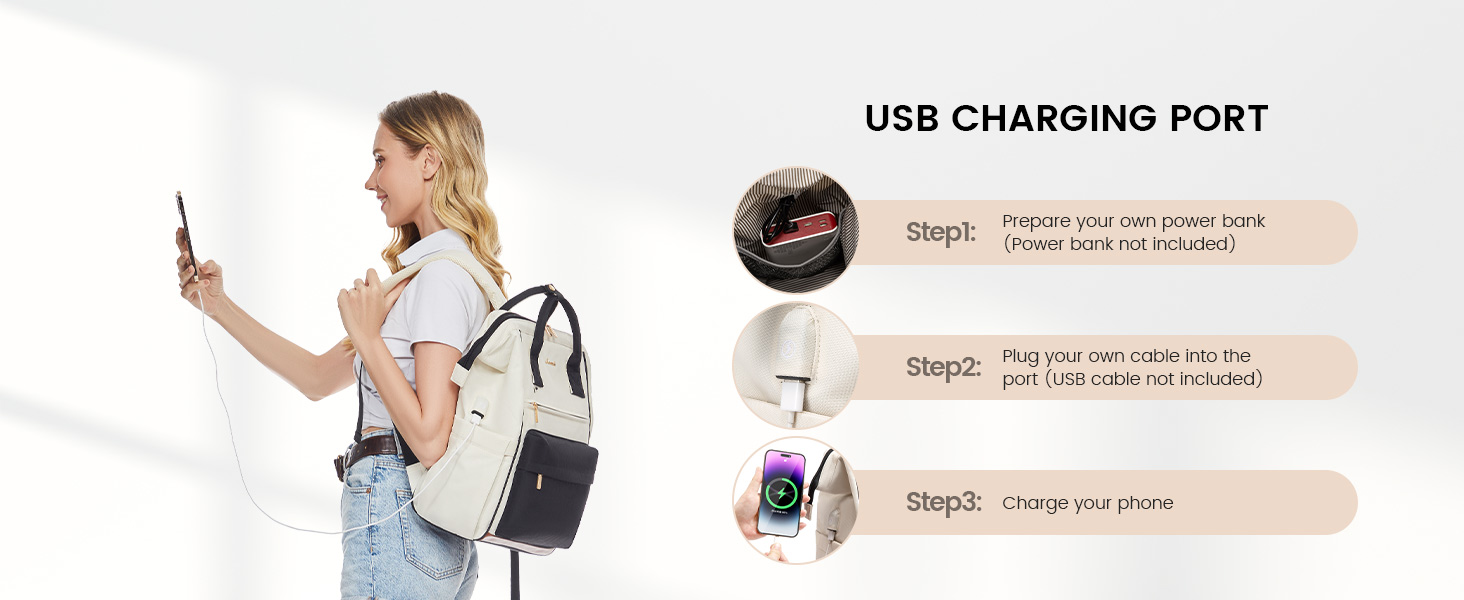 Сумка-рюкзак LOVEVOOK для жінок, для ноутбука, подорожей, роботи, школи, університету. Містка, водонепроникна, елегантна, бежева (15,6 дюймів)