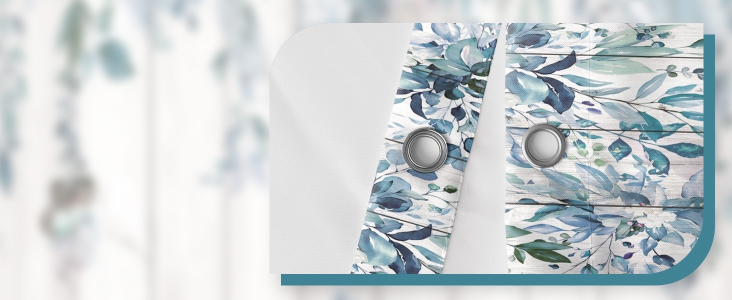 Шторка для душу 180x220 см, антигрибкова, з тропічним дизайном (пальмові листя, евкаліпт, гриби), водонепроникна, поліестер, для ванної кімнати, з 12 гачками (блакитна)