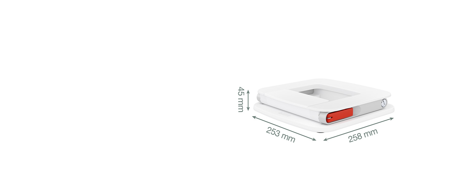Підставка для ноутбука Leitz Ergo, регульована по висоті, для ноутбуків 13'-15', з 80% переробленого пластику, 6 положень висоти та кута, компактна, 100% перероблювана, білий колір