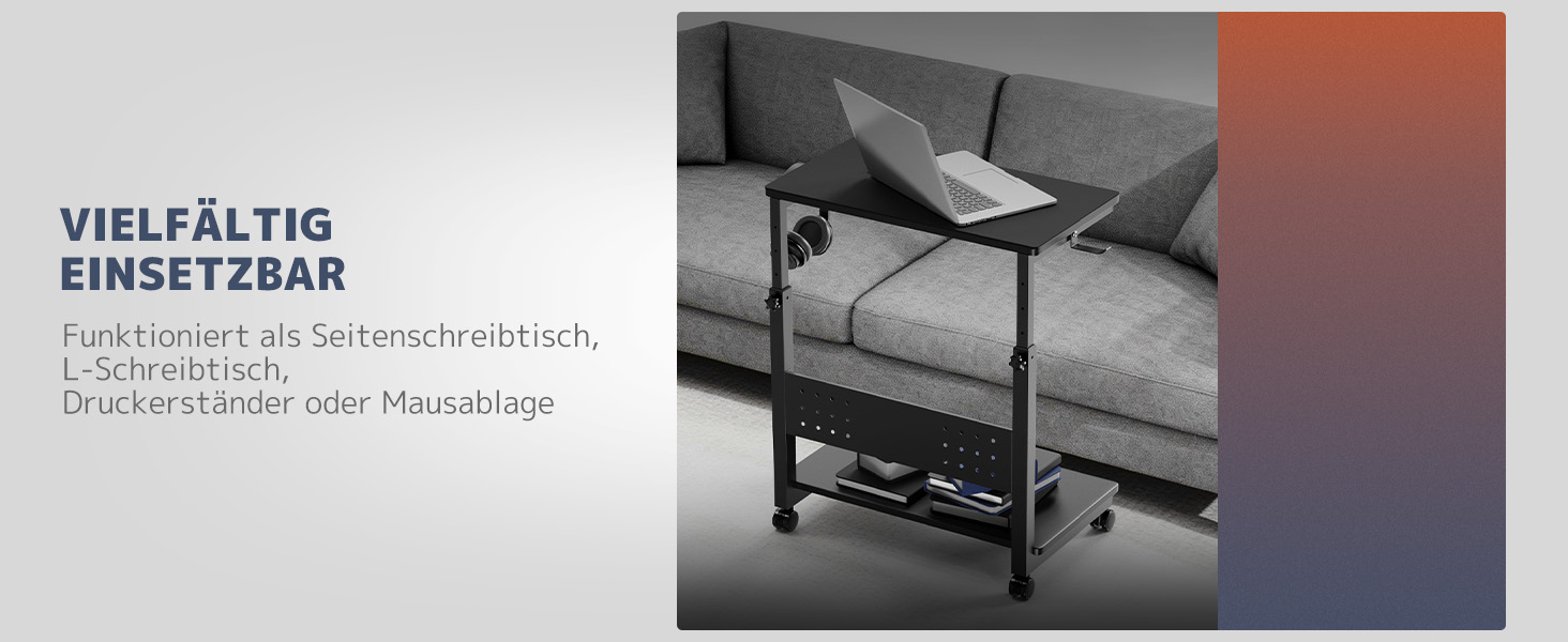 Підставка для ПК з регулюванням висоти PUTORSEN, 2 рівні, з роликами та підкладкою для миші, чорний Full-Tower (до 40 кг/рівень)