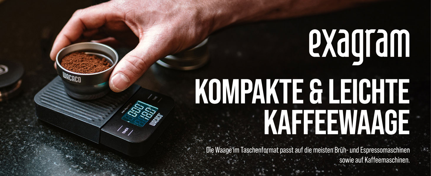 Ваги для кави WACACO Exagram з таймером, 0.1г/2кг, цифрові, для еспресо, сталева платформа, функція Tara, автоматичне вимкнення, чорний колір