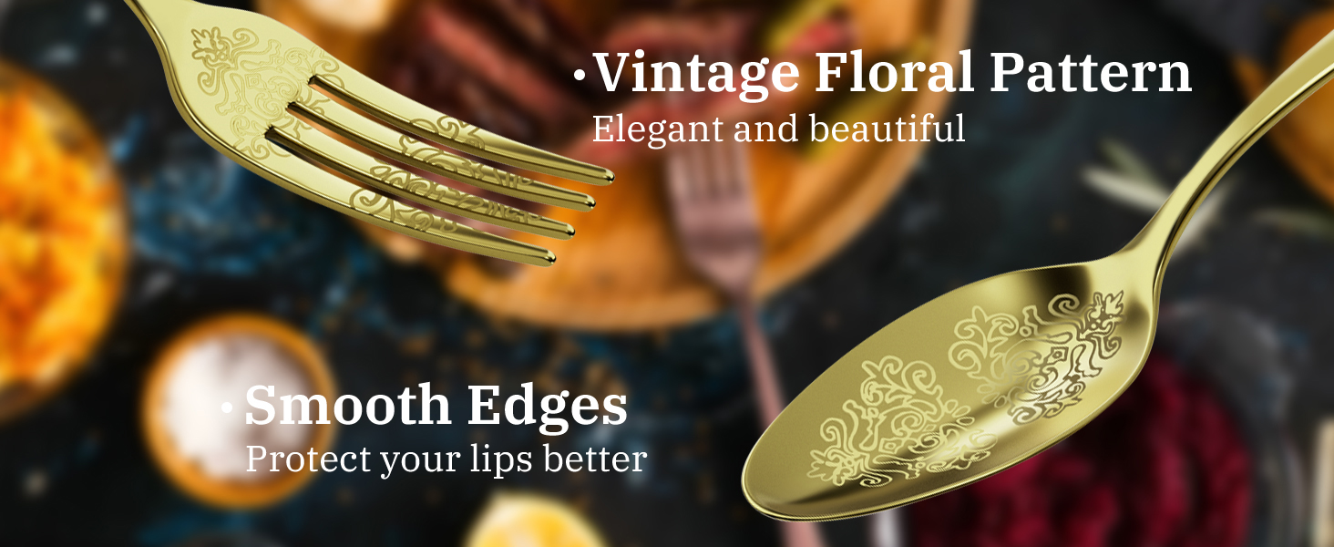 Набір столових приборів DRAGON RIOT Gold 30 предметів, нержавіюча сталь, для 6 осіб, з ножем, виделкою, ложкою. Підходить для дому, ресторану, вечірки.