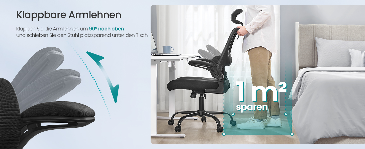 Офісне крісло SONGMICS з ергономічною підтримкою спини, сітчасте, з регульованою підголовником, для дому та офісу (чорний)