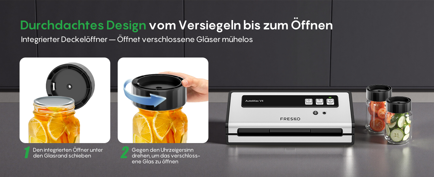 Вакууматор FRESKO Automax V2, автоматичний вакуумний пакувальник 140W з подвійним термозапечатуванням, режимами «Сухий/Вологий» та набором для консервації (чорний)