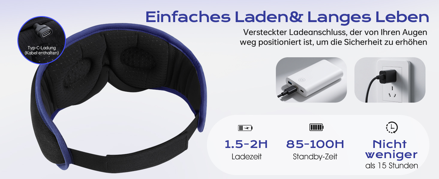 Маска для сну LC-Dolida 3D Bluetooth з навушниками для жінок та чоловіків, повна світлоблокада та комфорт на всю ніч. М'яка маска для сну з навушниками, ідеальна для подорожей та сну в ліжку (Блакитна)