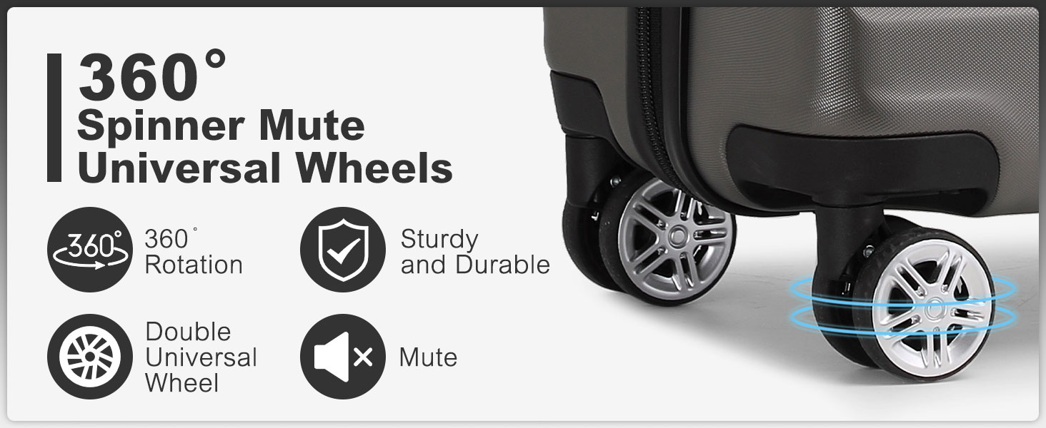 Валіза-тележка KONO, ручна поклажа, сіра (55x35x22 см) з TSA-замком та подвійними колесами