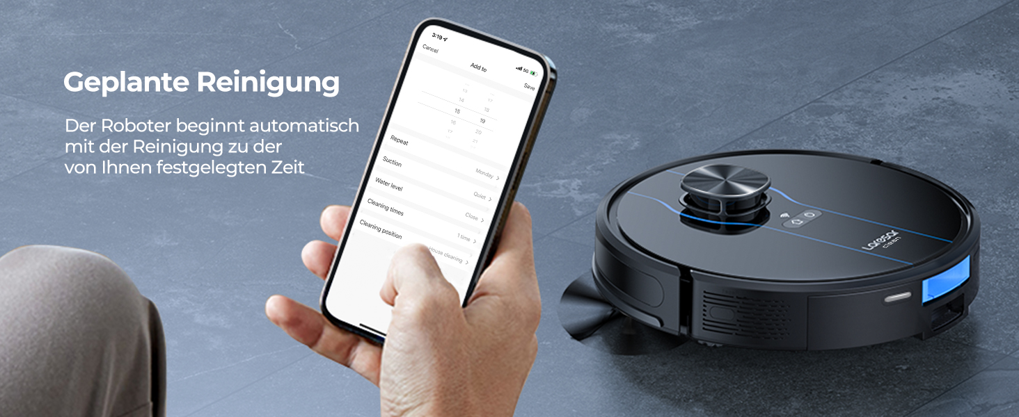 Робот-пилосос Laresar Clean з функцією миття підлоги, станція самоочищення L6 Nex, навігація LiDAR, 3л контейнер, до 180 хв роботи, 3-в-1 (прибирання, миття, пилосос), для видалення шерсті тварин, чорний