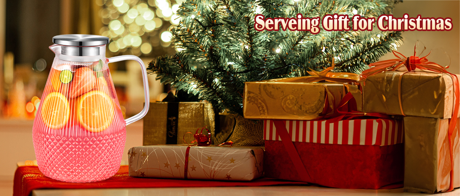 Скляна канавка для води з кришкою 2.4L, глечик з боросилікатного скла, канавка для холодного чаю, глечик для напоїв, стійкий до високих температур