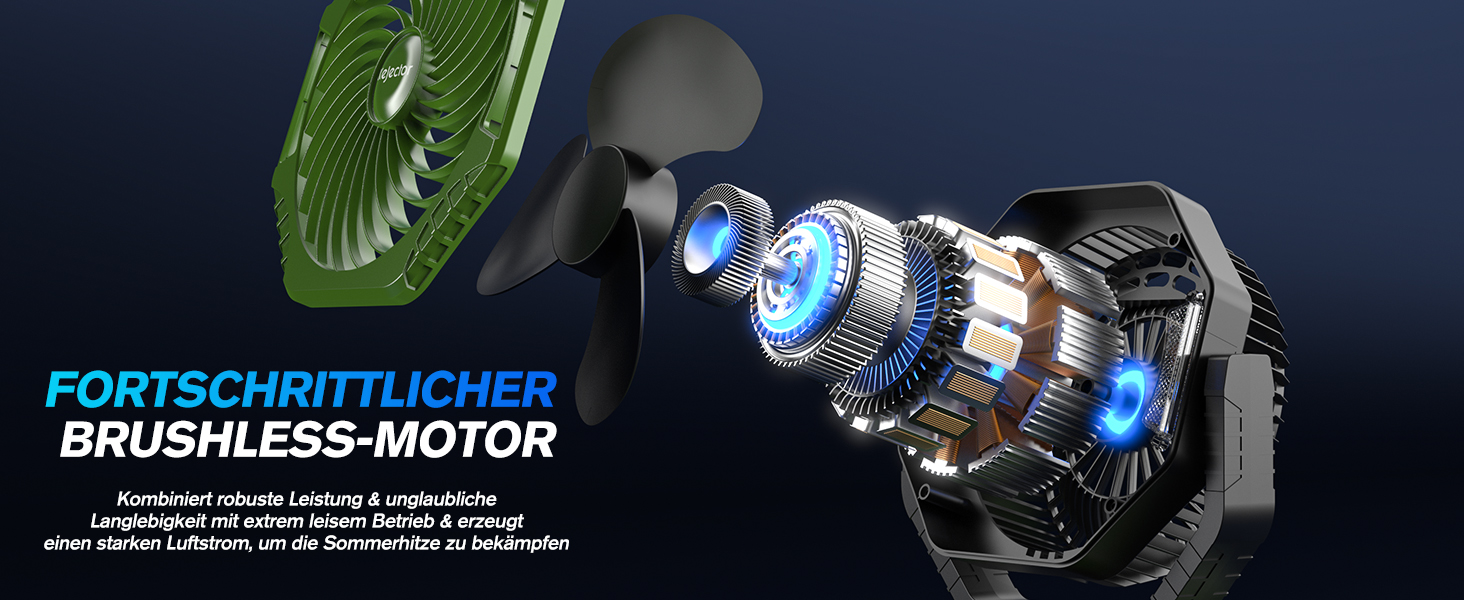 Вентилятор портативний Kejector з акумулятором 24000mAh, USB, з підсвіткою та пультом ДУ для кемпінгу, дому, тераси