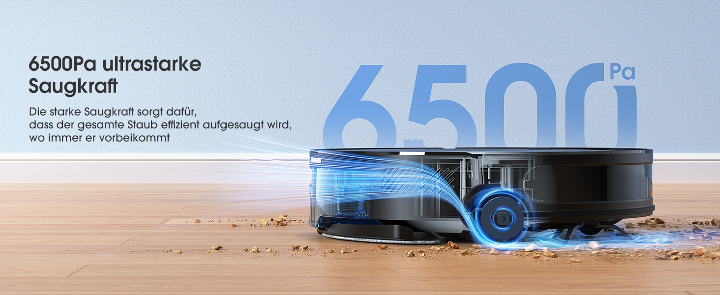 Робот-пилосос BPMIO з функцією миття підлоги та станцією самоочищення, потужність всмоктування 6500Pa, навігація LiDAR, час роботи 180 хвилин, ідеально підходить для шерсті тварин, килима та твердих підлог (B40 Plus)