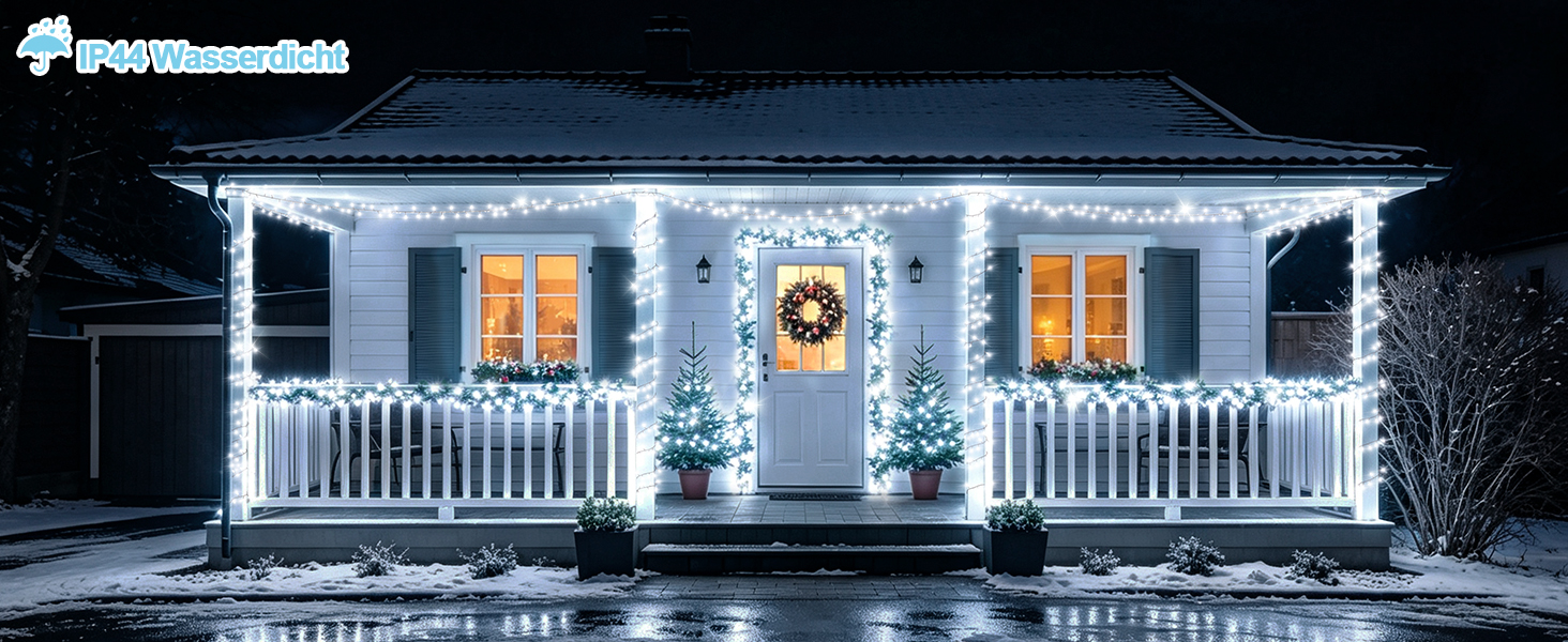 Світлодіодна гірлянда для вулиці та дому 30м, 1400 LED, водонепроникна, 8 режимів, з пультом та таймером, біле світло (для саду, тераси, новорічного декору)