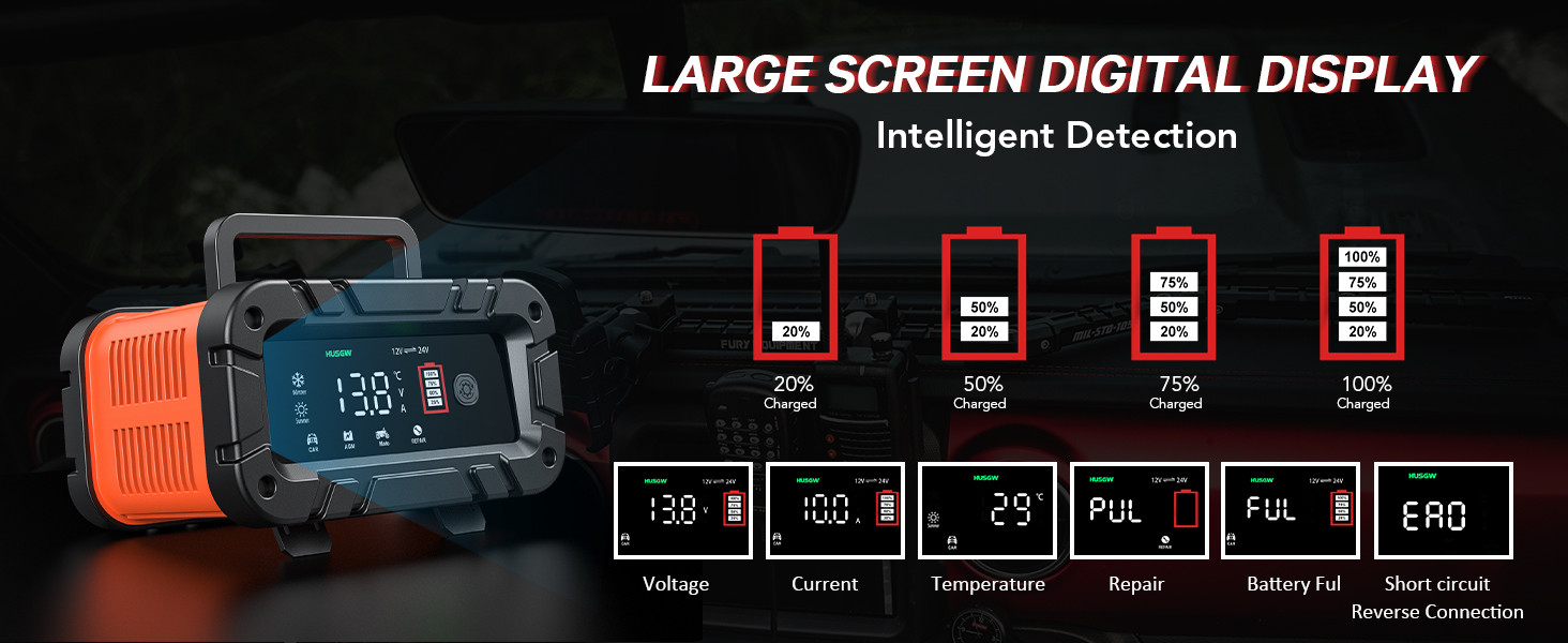Автоматичний зарядний пристрій для акумуляторів з температурною компенсацією (10A)