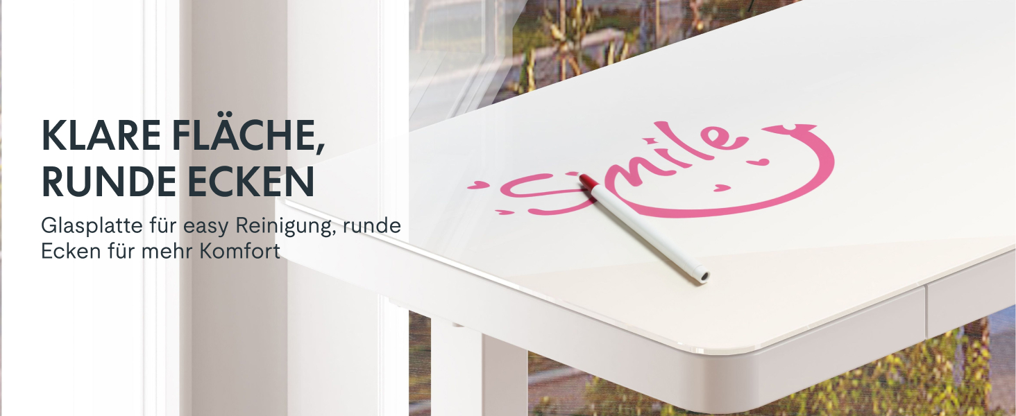 Електричний регульований стіл FLEXISPOT з підняттям, з USB та ящиком, скляна панель 120 x 60 см (сніжно-білий)