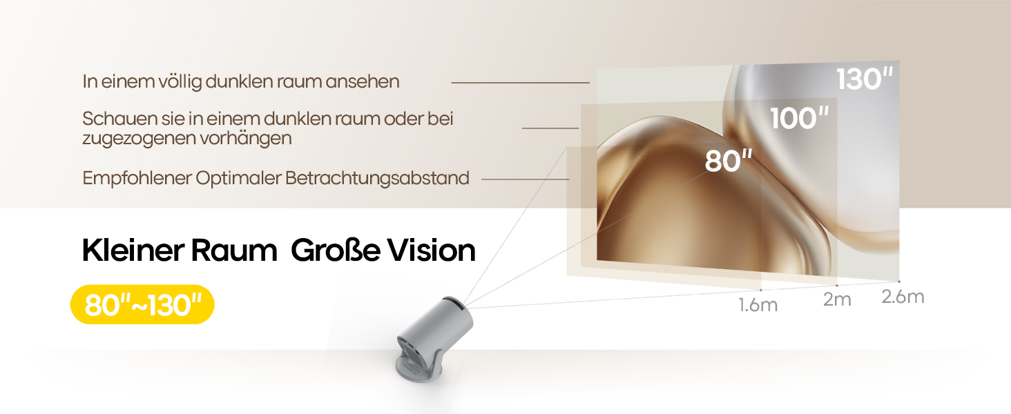 Портативний проєктор Mini Beamer 4K з Android 11: Smart, електричний фокус, WiFi 6, BT 5.0, Full HD 1080P, 260ANSI, корекція трапеції, 5W динамік (сірий)