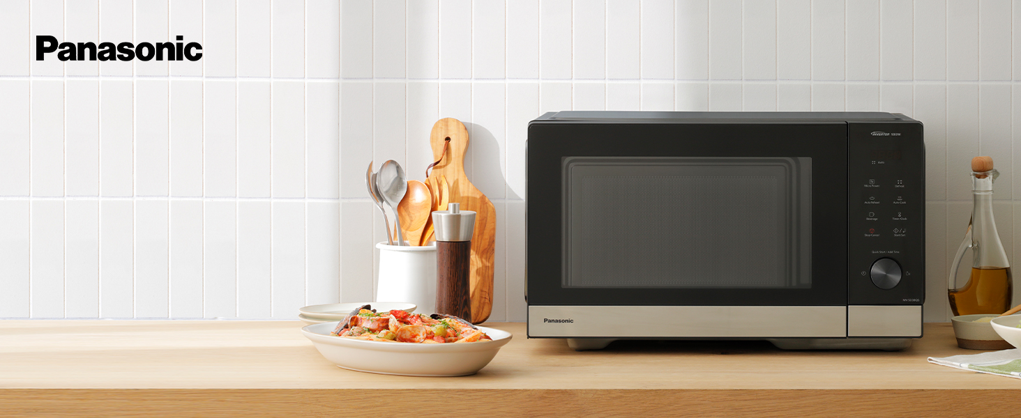 Мікрохвильова піч Panasonic NN-GD35HBGTG з грилем та функцією пару (23 л, чорний/нержавіюча сталь)