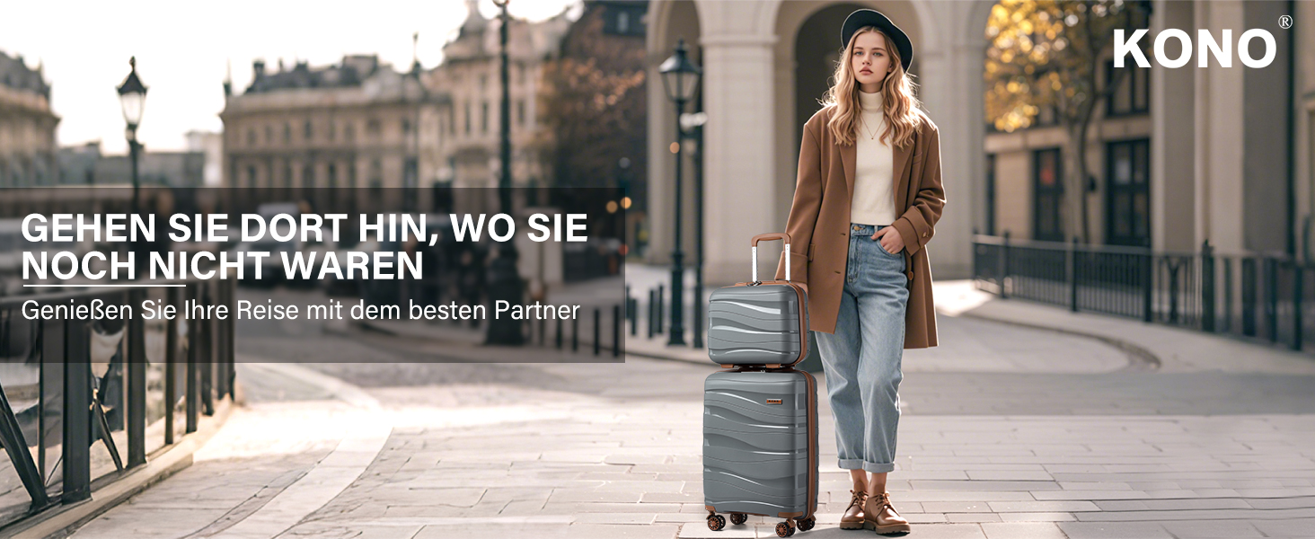 KONO Чемодан середнього розміру 65 см з поліпропілену з TSA замком, 65x46x26.5 см (Крем-білий)