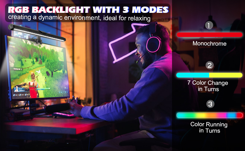 Лампа для монітора Anpro - світлодіодна стрічка з сенсорним керуванням, 3 колірні температури, регулювання яскравості, захист очей, сіра (7 кольорів)