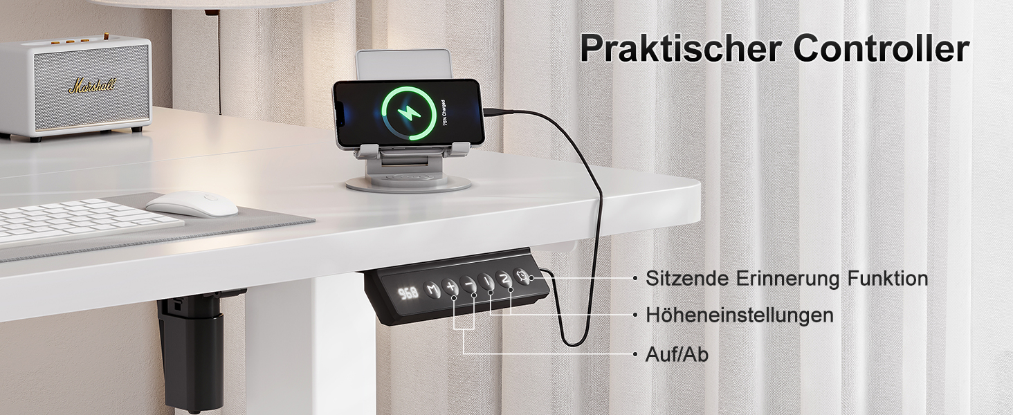 Дитячий електричний стіл Airfish, 80x60 см, регулювання висоти, пам'ять, для дому/офісу, білий