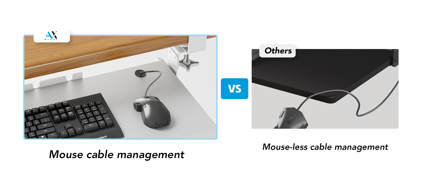 Висувна підставка для клавіатури під стіл з К-подібною фіксацією, великого формату, стійка, висувна платформа 838 мм x 280 мм, білий колір