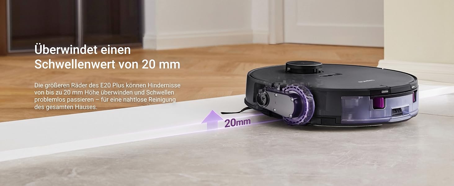 Робот-пилосос Eureka E20 Plus: 8000 Pa, самостійна очистка, DuoDetect AI, білий/чорний