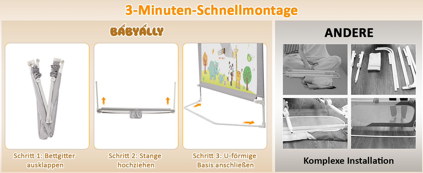 Бортики для ліжка дитячі 3 шт. (2x200 см + 1x180 см) складні, захист від випадання, малюнок 'Джунглі', для малюків та дітей