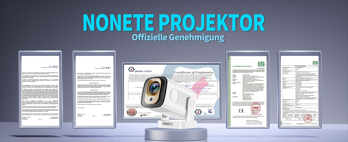 Портативний проєктор Mini Beamer 4K Full HD 1080P з Wi-Fi 6 та Bluetooth 5.2 (270° оберт, автоматична корекція трапеції, HDMI, USB, для ноутбука, білий) NT10-White