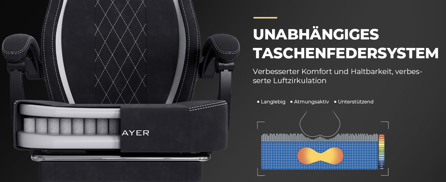 Ергономічне офісне крісло GTPLAYER з підголівником, підлокітниками та підтримкою попереку, сітчасте геймерське крісло для комп'ютера з функцією гойдання, навантаження до 150 кг (Блакитне)