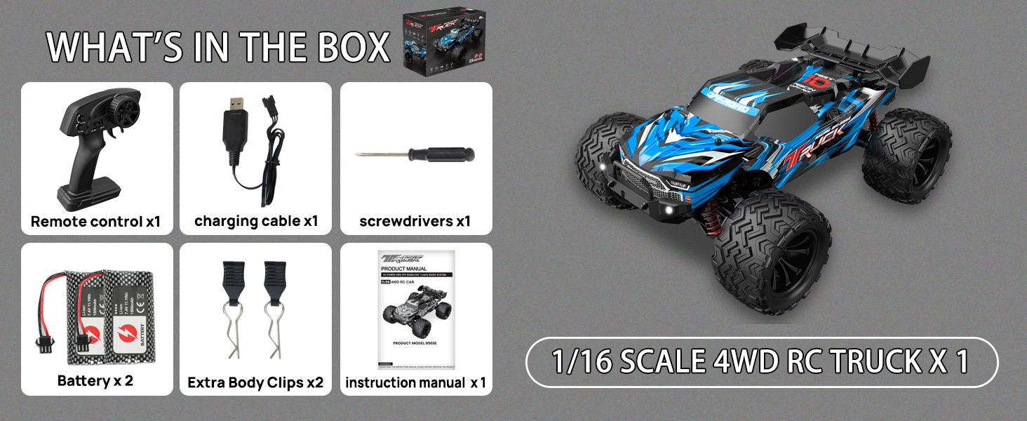 Позашляховик на радіокеруванні 40 км/год для дорослих і дітей (8+), 4WD RC Monster Truck