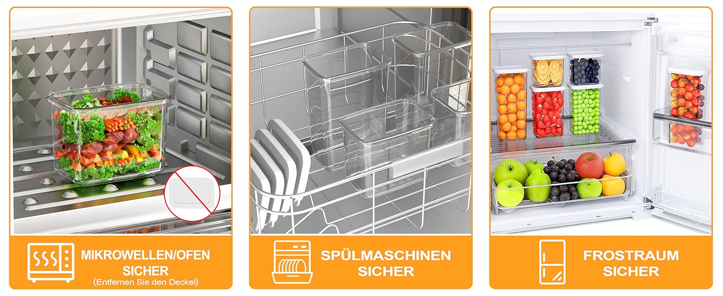 Герметичні контейнери для зберігання продуктів з кришкою, набір 6 шт (до 1,8л)