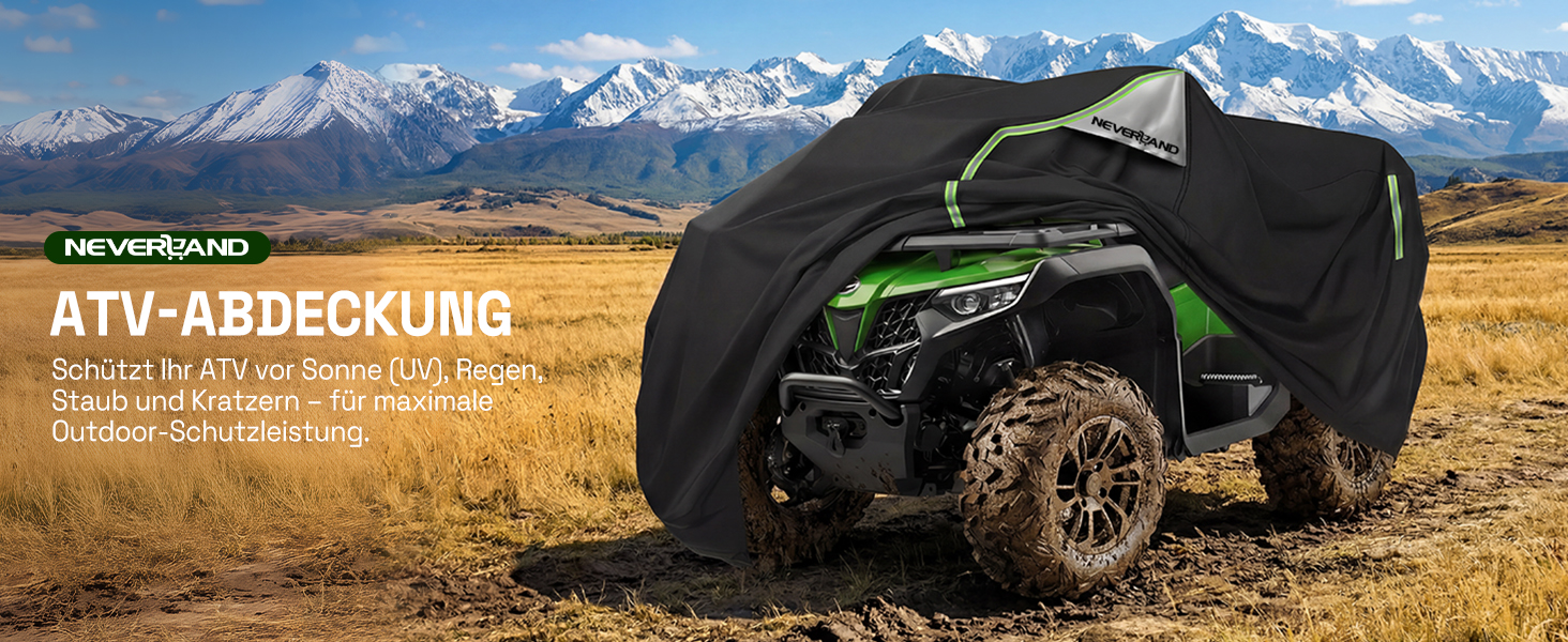 Водонепроникний захисний чохол для квадроцикла NEVERLAND Quad ATV XXXL (256 x 110 x 120 см), чорно-сріблястий/зелений