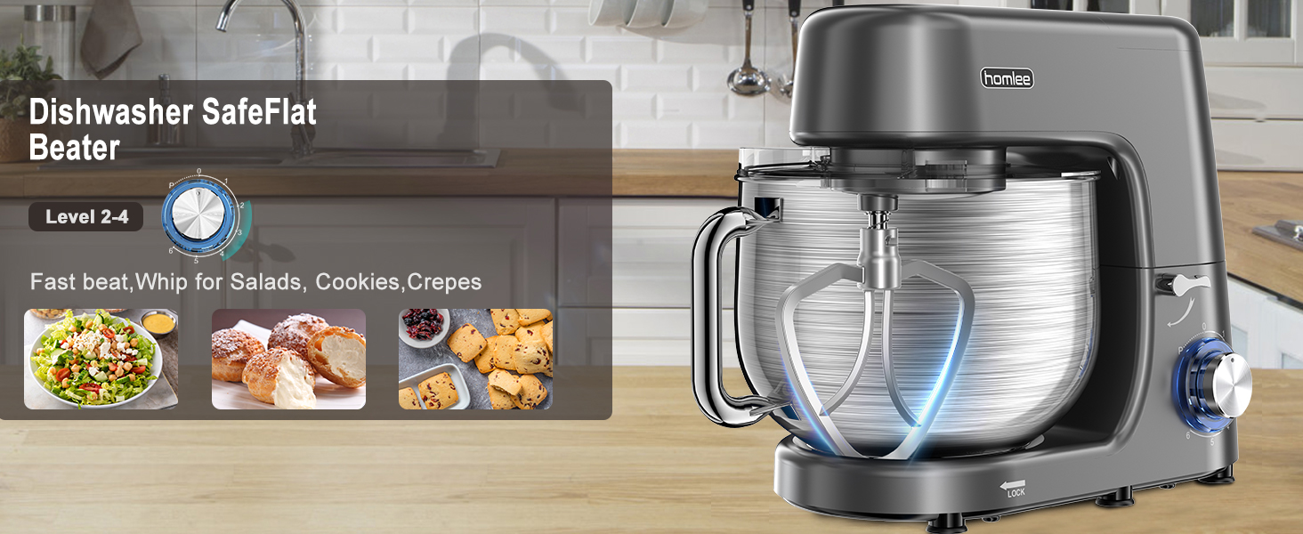 Кухонна машина 2000W з міксером та набором насадок, 7.2 л, нержавіюча сталь, сірий колір