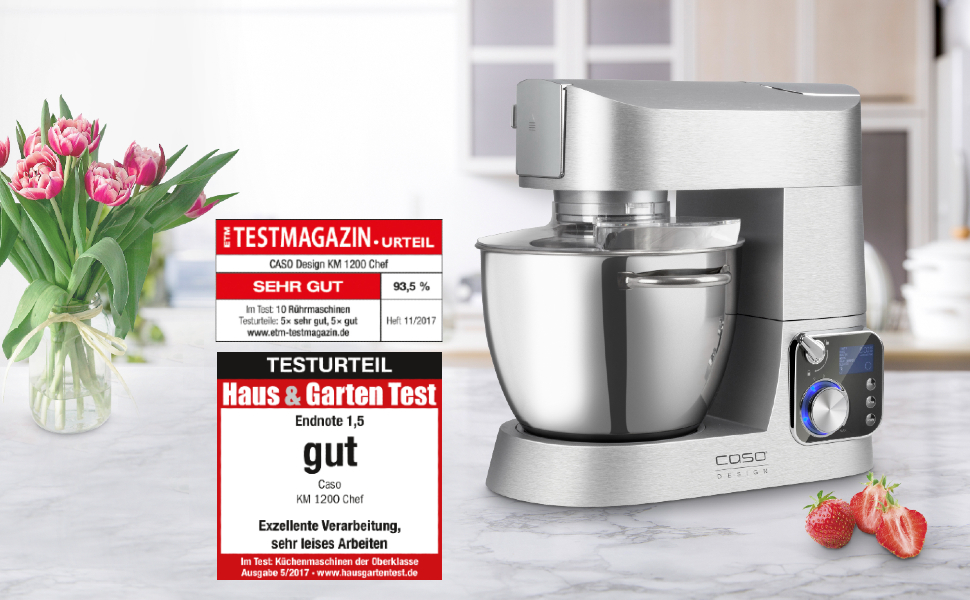 Кухонна машина CASO KM 1200 Chef: 6 літрів, 8 швидкостей, алюмінієвий корпус, преміум-якість