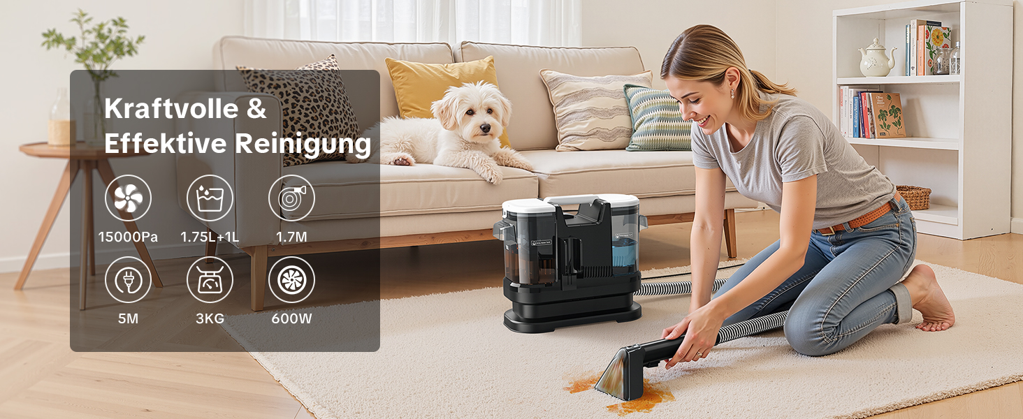 Низькошумовий волого-пилосос 450W для чищення килимів, меблів та авто. Потужність всмоктування 13500Pa, великий бак та довгий кабель. Ідеально для килимів, диванів, меблів, сходин, авто та передпосів. Білий (чорно-білий)