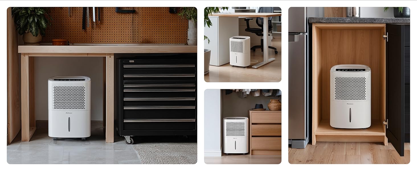 Pro Breeze® Eco Kompakt 12L/день: Електричний осушувач повітря з LED-дисплеєм, функцією сушіння білизни та Smart App (20 м²)