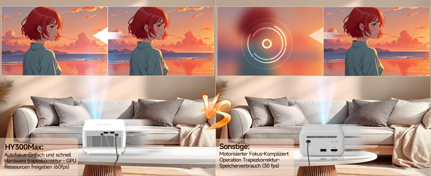 Magcubic HY300max Міні проектор 4K/8K з Android 14, WiFi 6, Bluetooth 5.4, Автофокус, для домашнього кінотеатру, білий